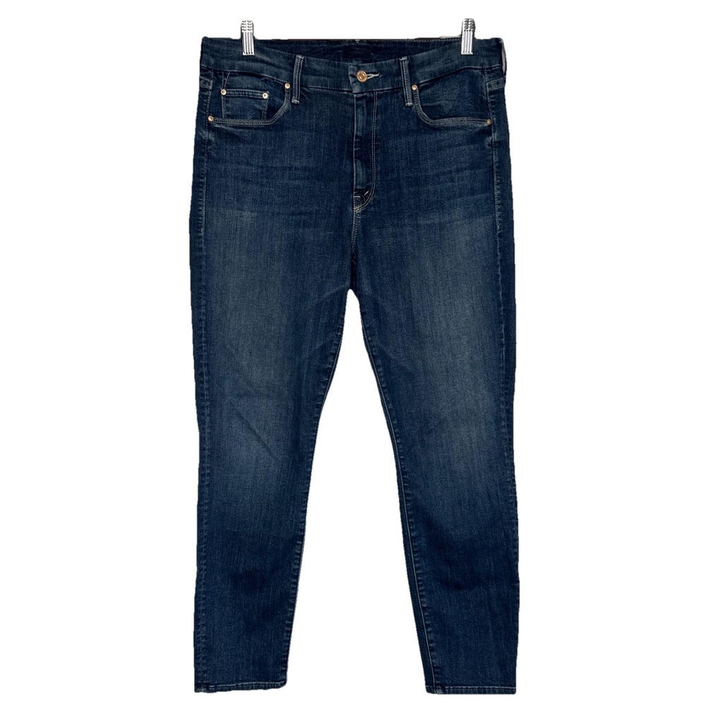 Mother Women's Blue Denim The Looker Crop On the Edge Jeans Size 32 - Picture 1 of 6